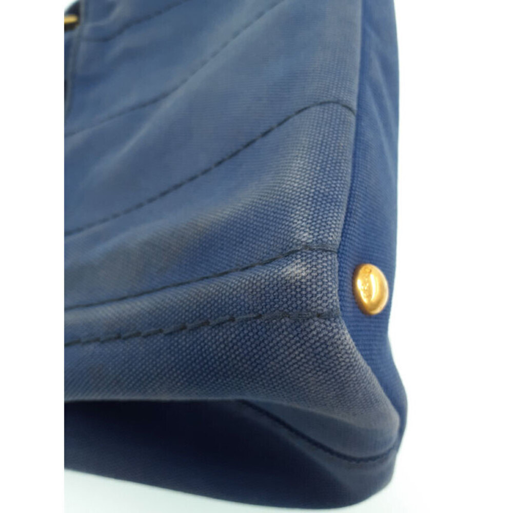 Prada Canapa Tote Denim canvas handbag top handles 2way Blue - Picture 4 of 9